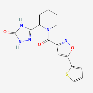 3-[1-(5-Thiophen-2-yl-1,2-oxazole-3-carbonyl)piperidin-2-yl]-1,4-dihydro-1,2,4-triazol-5-one