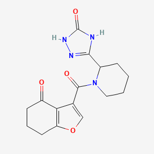 molecular formula C16H18N4O4 B7357545 3-[1-(4-oxo-6,7-dihydro-5H-1-benzofuran-3-carbonyl)piperidin-2-yl]-1,4-dihydro-1,2,4-triazol-5-one 