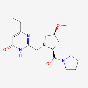 molecular formula C17H26N4O3 B7357601 4-ethyl-2-[[(2S,4S)-4-methoxy-2-(pyrrolidine-1-carbonyl)pyrrolidin-1-yl]methyl]-1H-pyrimidin-6-one 