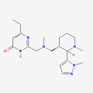 molecular formula C19H30N6O B7357624 4-ethyl-2-[[methyl-[[(2R,3S)-1-methyl-2-(2-methylpyrazol-3-yl)piperidin-3-yl]methyl]amino]methyl]-1H-pyrimidin-6-one 