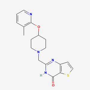 molecular formula C18H20N4O2S B7357645 2-[[4-(3-methylpyridin-2-yl)oxypiperidin-1-yl]methyl]-3H-thieno[3,2-d]pyrimidin-4-one 