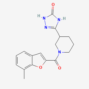 molecular formula C17H18N4O3 B7357675 3-[1-(7-Methyl-1-benzofuran-2-carbonyl)piperidin-3-yl]-1,4-dihydro-1,2,4-triazol-5-one 