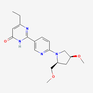 molecular formula C18H24N4O3 B7357681 4-ethyl-2-[6-[(2S,4S)-4-methoxy-2-(methoxymethyl)pyrrolidin-1-yl]pyridin-3-yl]-1H-pyrimidin-6-one 