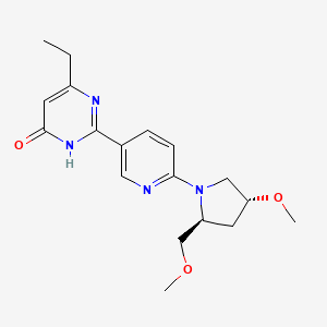 molecular formula C18H24N4O3 B7357703 4-ethyl-2-[6-[(2S,4R)-4-methoxy-2-(methoxymethyl)pyrrolidin-1-yl]pyridin-3-yl]-1H-pyrimidin-6-one 