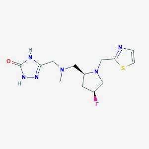 molecular formula C13H19FN6OS B7357710 3-[[[(2S,4S)-4-fluoro-1-(1,3-thiazol-2-ylmethyl)pyrrolidin-2-yl]methyl-methylamino]methyl]-1,4-dihydro-1,2,4-triazol-5-one 