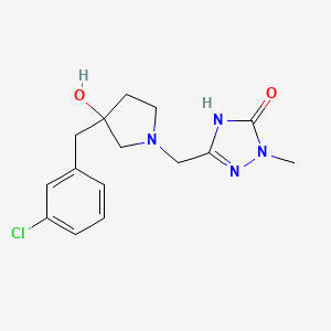 molecular formula C15H19ClN4O2 B7357730 5-[[3-[(3-chlorophenyl)methyl]-3-hydroxypyrrolidin-1-yl]methyl]-2-methyl-4H-1,2,4-triazol-3-one 