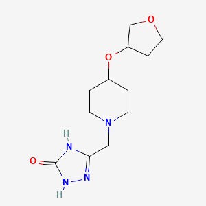 molecular formula C12H20N4O3 B7357756 3-[[4-(Oxolan-3-yloxy)piperidin-1-yl]methyl]-1,4-dihydro-1,2,4-triazol-5-one 