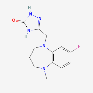 molecular formula C13H16FN5O B7357757 3-[(7-fluoro-1-methyl-3,4-dihydro-2H-1,5-benzodiazepin-5-yl)methyl]-1,4-dihydro-1,2,4-triazol-5-one 