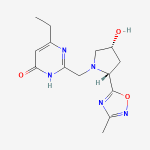 4-ethyl-2-[[(2R,4R)-4-hydroxy-2-(3-methyl-1,2,4-oxadiazol-5-yl)pyrrolidin-1-yl]methyl]-1H-pyrimidin-6-one