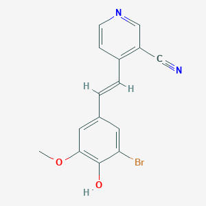 molecular formula C15H11BrN2O2 B7357810 4-[(E)-2-(3-bromo-4-hydroxy-5-methoxyphenyl)ethenyl]pyridine-3-carbonitrile 