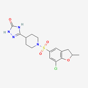 molecular formula C16H19ClN4O4S B7357827 3-[1-[(7-Chloro-2-methyl-2,3-dihydro-1-benzofuran-5-yl)sulfonyl]piperidin-4-yl]-1,4-dihydro-1,2,4-triazol-5-one 