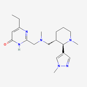 molecular formula C19H30N6O B7357832 4-ethyl-2-[[methyl-[[(2R,3S)-1-methyl-2-(1-methylpyrazol-4-yl)piperidin-3-yl]methyl]amino]methyl]-1H-pyrimidin-6-one 