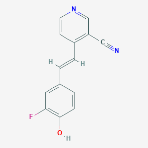 molecular formula C14H9FN2O B7357835 4-[(E)-2-(3-fluoro-4-hydroxyphenyl)ethenyl]pyridine-3-carbonitrile 