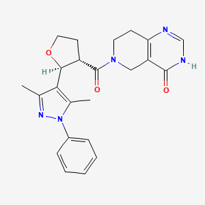 molecular formula C23H25N5O3 B7357842 6-[(2S,3S)-2-(3,5-dimethyl-1-phenylpyrazol-4-yl)oxolane-3-carbonyl]-3,5,7,8-tetrahydropyrido[4,3-d]pyrimidin-4-one 