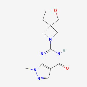 molecular formula C12H15N5O2 B7357864 1-methyl-6-(6-oxa-2-azaspiro[3.4]octan-2-yl)-5H-pyrazolo[3,4-d]pyrimidin-4-one 