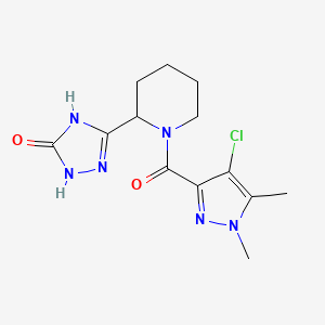 molecular formula C13H17ClN6O2 B7357884 3-[1-(4-Chloro-1,5-dimethylpyrazole-3-carbonyl)piperidin-2-yl]-1,4-dihydro-1,2,4-triazol-5-one 