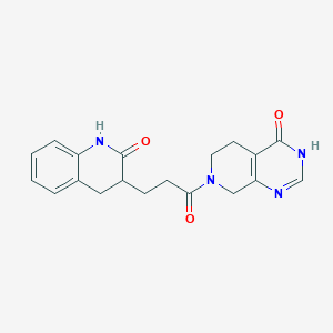 molecular formula C19H20N4O3 B7357951 7-[3-(2-oxo-3,4-dihydro-1H-quinolin-3-yl)propanoyl]-3,5,6,8-tetrahydropyrido[3,4-d]pyrimidin-4-one 