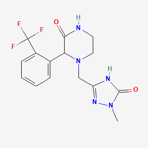 4-[(1-methyl-5-oxo-4H-1,2,4-triazol-3-yl)methyl]-3-[2-(trifluoromethyl)phenyl]piperazin-2-one