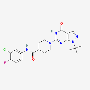 molecular formula C21H24ClFN6O2 B7358086 1-(1-tert-butyl-4-oxo-5H-pyrazolo[3,4-d]pyrimidin-6-yl)-N-(3-chloro-4-fluorophenyl)piperidine-4-carboxamide 