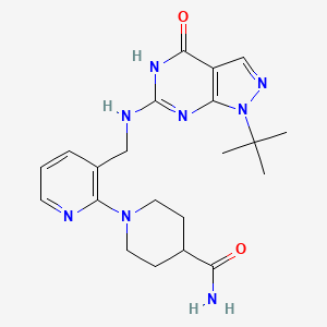 1-[3-[[(1-tert-butyl-4-oxo-5H-pyrazolo[3,4-d]pyrimidin-6-yl)amino]methyl]pyridin-2-yl]piperidine-4-carboxamide