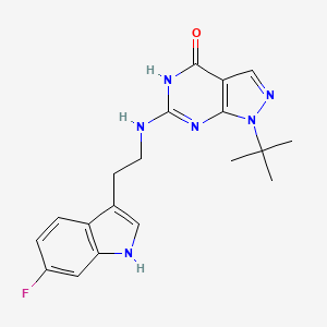 molecular formula C19H21FN6O B7358147 1-tert-butyl-6-[2-(6-fluoro-1H-indol-3-yl)ethylamino]-5H-pyrazolo[3,4-d]pyrimidin-4-one 