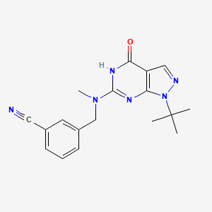 molecular formula C18H20N6O B7358156 3-[[(1-tert-butyl-4-oxo-5H-pyrazolo[3,4-d]pyrimidin-6-yl)-methylamino]methyl]benzonitrile 