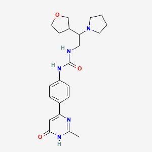 molecular formula C22H29N5O3 B7358184 1-[4-(2-methyl-6-oxo-1H-pyrimidin-4-yl)phenyl]-3-[2-(oxolan-3-yl)-2-pyrrolidin-1-ylethyl]urea 