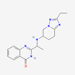 molecular formula C18H22N6O B7358234 2-[1-[(2-ethyl-5,6,7,8-tetrahydro-[1,2,4]triazolo[1,5-a]pyridin-6-yl)amino]ethyl]-3H-quinazolin-4-one 