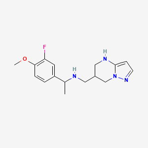 molecular formula C16H21FN4O B7358269 1-(3-fluoro-4-methoxyphenyl)-N-(4,5,6,7-tetrahydropyrazolo[1,5-a]pyrimidin-6-ylmethyl)ethanamine 