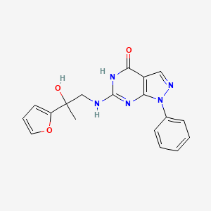 molecular formula C18H17N5O3 B7358292 6-[[2-(furan-2-yl)-2-hydroxypropyl]amino]-1-phenyl-5H-pyrazolo[3,4-d]pyrimidin-4-one 