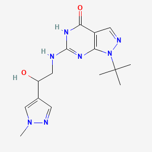 molecular formula C15H21N7O2 B7358294 1-tert-butyl-6-[[2-hydroxy-2-(1-methylpyrazol-4-yl)ethyl]amino]-5H-pyrazolo[3,4-d]pyrimidin-4-one 