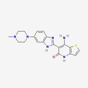 molecular formula C19H20N6OS B7358315 7-Amino-6-(6-(4-methyl-1-piperazinyl)-1h-benzimidazol-2-yl)-thieno[3,2-b]pyridin-5(4h)-one 