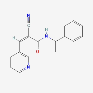 molecular formula C17H15N3O B7358374 2-cyano-N-(1-phenylethyl)-3-(pyridin-3-yl)prop-2-enamide 