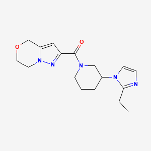 molecular formula C17H23N5O2 B7358402 6,7-dihydro-4H-pyrazolo[5,1-c][1,4]oxazin-2-yl-[3-(2-ethylimidazol-1-yl)piperidin-1-yl]methanone 