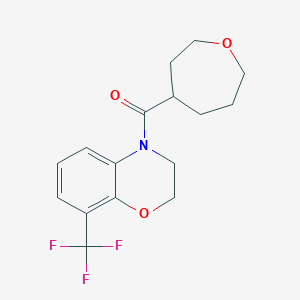 molecular formula C16H18F3NO3 B7358406 Oxepan-4-yl-[8-(trifluoromethyl)-2,3-dihydro-1,4-benzoxazin-4-yl]methanone 