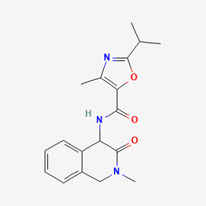 molecular formula C18H21N3O3 B7358412 4-methyl-N-(2-methyl-3-oxo-1,4-dihydroisoquinolin-4-yl)-2-propan-2-yl-1,3-oxazole-5-carboxamide 