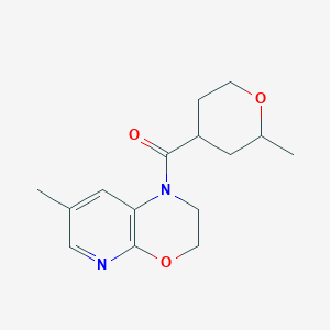 molecular formula C15H20N2O3 B7358440 (7-Methyl-2,3-dihydropyrido[2,3-b][1,4]oxazin-1-yl)-(2-methyloxan-4-yl)methanone 