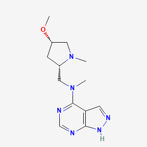 molecular formula C13H20N6O B7358487 N-[[(2S,4S)-4-methoxy-1-methylpyrrolidin-2-yl]methyl]-N-methyl-1H-pyrazolo[3,4-d]pyrimidin-4-amine 