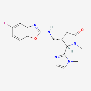 molecular formula C17H18FN5O2 B7358547 (4S,5R)-4-[[(5-fluoro-1,3-benzoxazol-2-yl)amino]methyl]-1-methyl-5-(1-methylimidazol-2-yl)pyrrolidin-2-one 