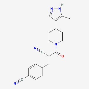 molecular formula C20H21N5O B7358567 4-[2-cyano-3-[4-(5-methyl-1H-pyrazol-4-yl)piperidin-1-yl]-3-oxopropyl]benzonitrile 