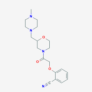 molecular formula C19H26N4O3 B7358583 2-[2-[2-[(4-Methylpiperazin-1-yl)methyl]morpholin-4-yl]-2-oxoethoxy]benzonitrile 