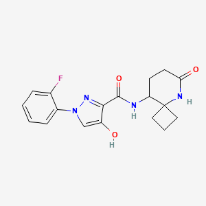 molecular formula C18H19FN4O3 B7358591 1-(2-fluorophenyl)-4-hydroxy-N-(6-oxo-5-azaspiro[3.5]nonan-9-yl)pyrazole-3-carboxamide 