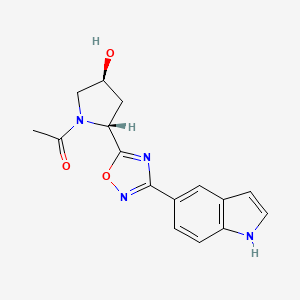 molecular formula C16H16N4O3 B7358609 1-[(2R,4S)-4-hydroxy-2-[3-(1H-indol-5-yl)-1,2,4-oxadiazol-5-yl]pyrrolidin-1-yl]ethanone 