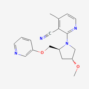 molecular formula C18H20N4O2 B7358610 2-[(2S,4R)-4-methoxy-2-(pyridin-3-yloxymethyl)pyrrolidin-1-yl]-4-methylpyridine-3-carbonitrile 