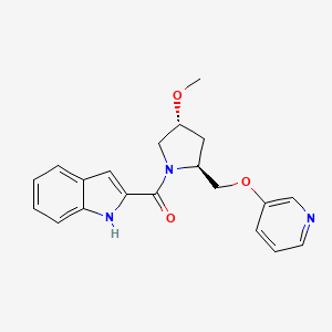 molecular formula C20H21N3O3 B7358637 1H-indol-2-yl-[(2S,4R)-4-methoxy-2-(pyridin-3-yloxymethyl)pyrrolidin-1-yl]methanone 