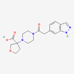 3-[4-[2-(1H-indazol-6-yl)acetyl]piperazin-1-yl]oxolane-3-carboxylic acid