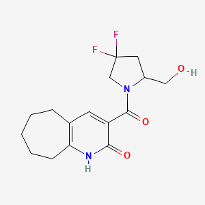 molecular formula C16H20F2N2O3 B7358734 3-[4,4-Difluoro-2-(hydroxymethyl)pyrrolidine-1-carbonyl]-1,5,6,7,8,9-hexahydrocyclohepta[b]pyridin-2-one 