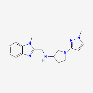 molecular formula C17H22N6 B7358741 N-[(1-methylbenzimidazol-2-yl)methyl]-1-(1-methylpyrazol-3-yl)pyrrolidin-3-amine 