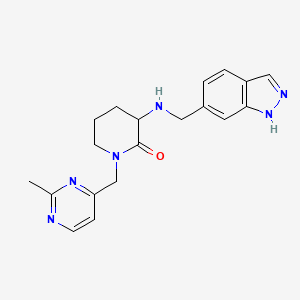 molecular formula C19H22N6O B7358757 3-(1H-indazol-6-ylmethylamino)-1-[(2-methylpyrimidin-4-yl)methyl]piperidin-2-one 