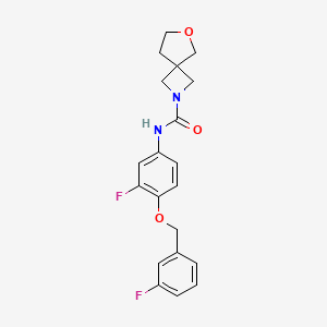 molecular formula C20H20F2N2O3 B7358765 N-[3-fluoro-4-[(3-fluorophenyl)methoxy]phenyl]-6-oxa-2-azaspiro[3.4]octane-2-carboxamide 